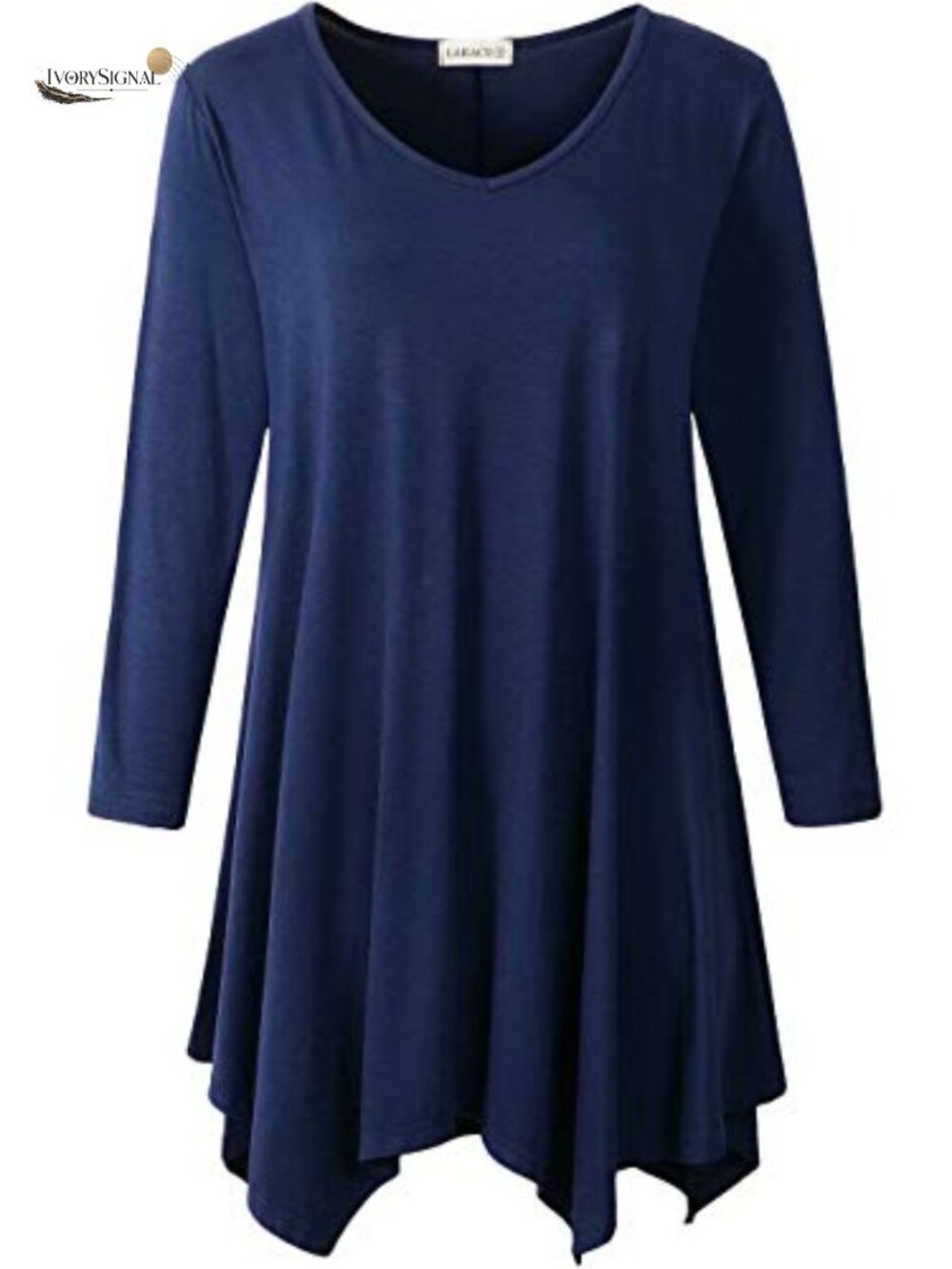 Plus Size V-Neck 3/4 Sleeve Asymmetrical Tunic Top Women's Casual Flowy Blouse